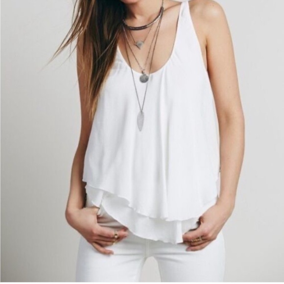 Free People Tops - Intimately Free People Gauze Double Up Tank Top White